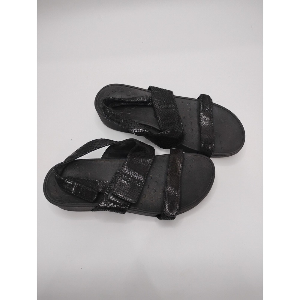 Vionic Bolinas Open Toe Slide Sling Platform Sandals Womens Size 8 Black Snake - Picture 4 of 15